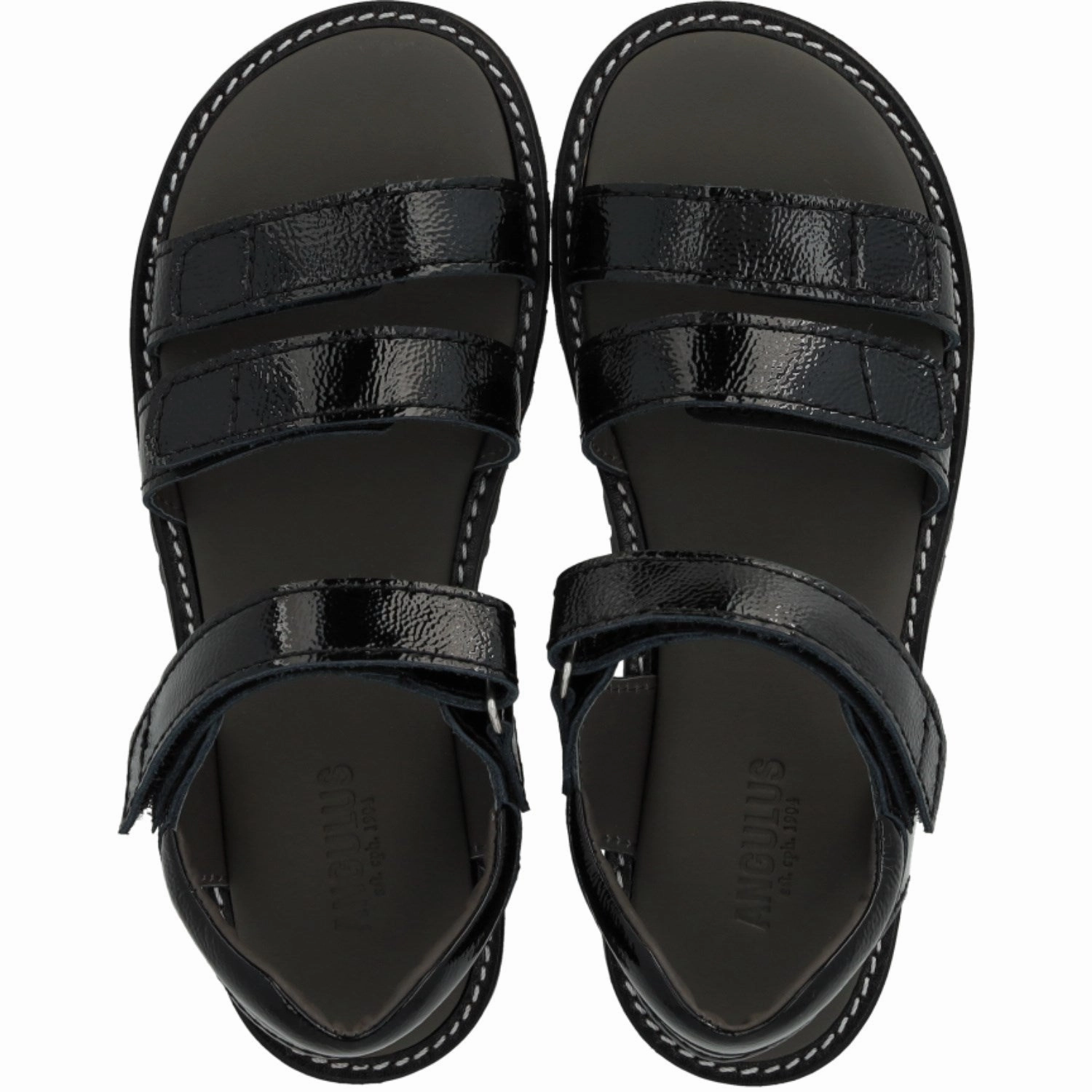 Angulus Black Justerbar Leathersandal Med Velcro Trail shoes