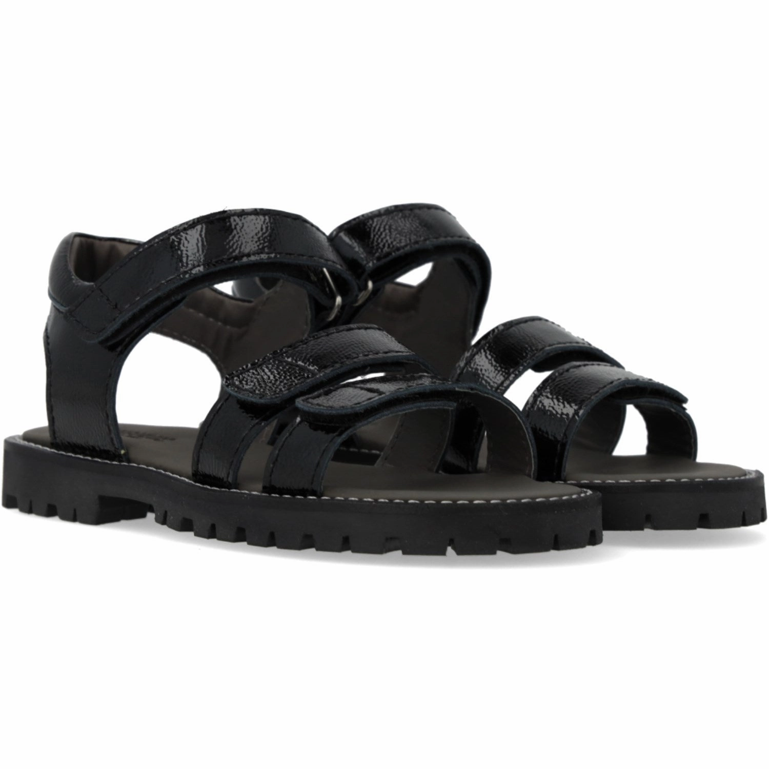 Angulus Black Justerbar Leathersandal Med Velcro Trail shoes Women's shoes