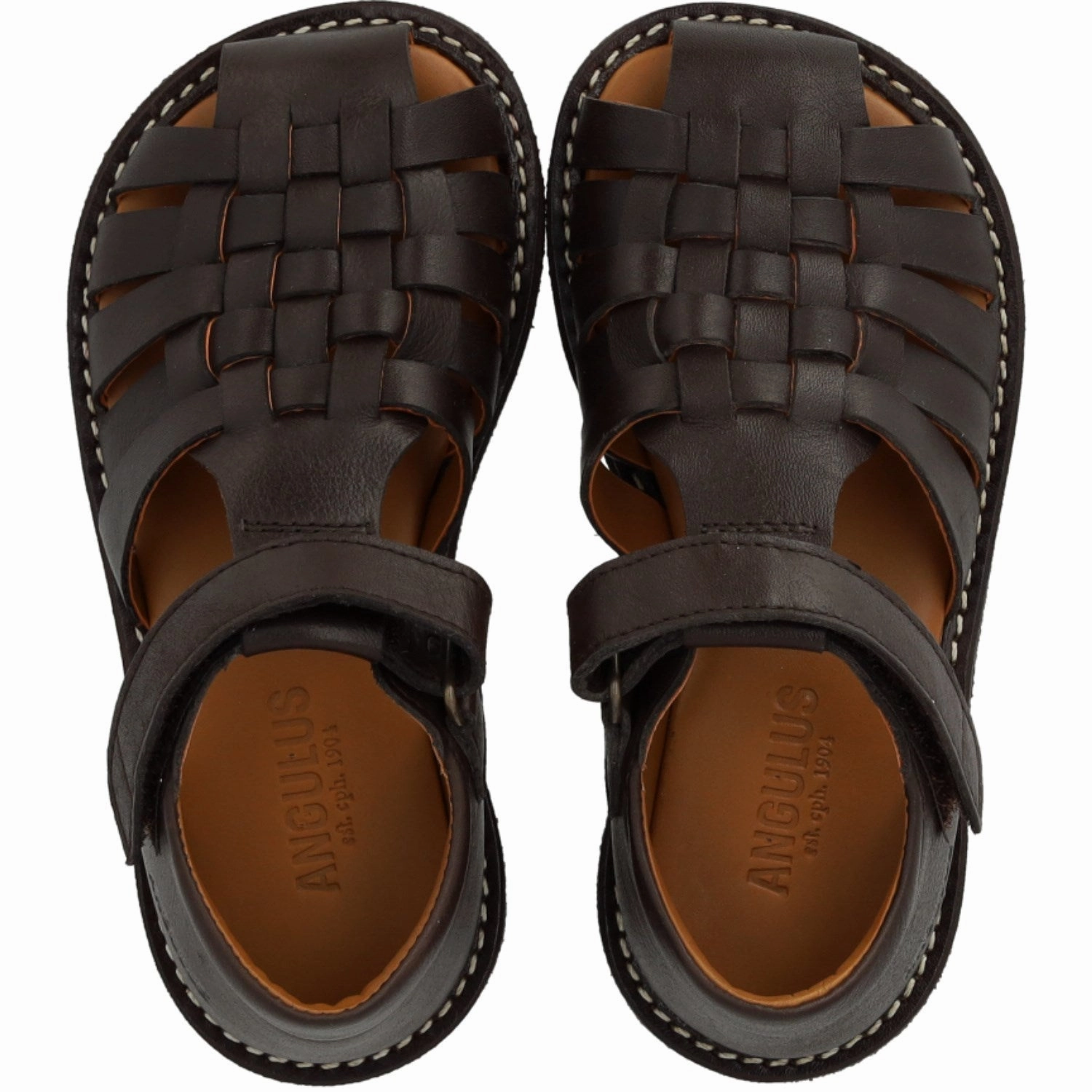 Angulus Dark Brown Braided Leathersandal Clogs