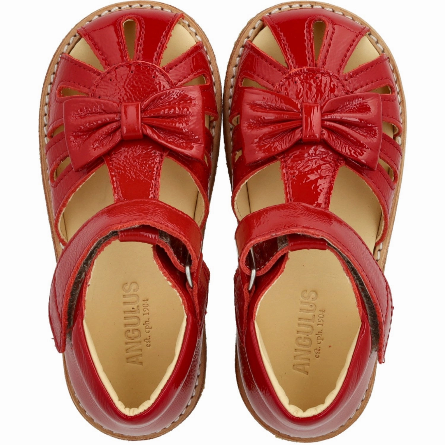 Angulus Dark Red Beginner Sandal with Bow and Velcro Closure Rubber soles