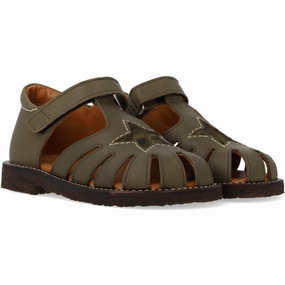 Angulus Forrest/Marshland print Leathersandal Med Stjernedetalje Brogues Canvas shoes