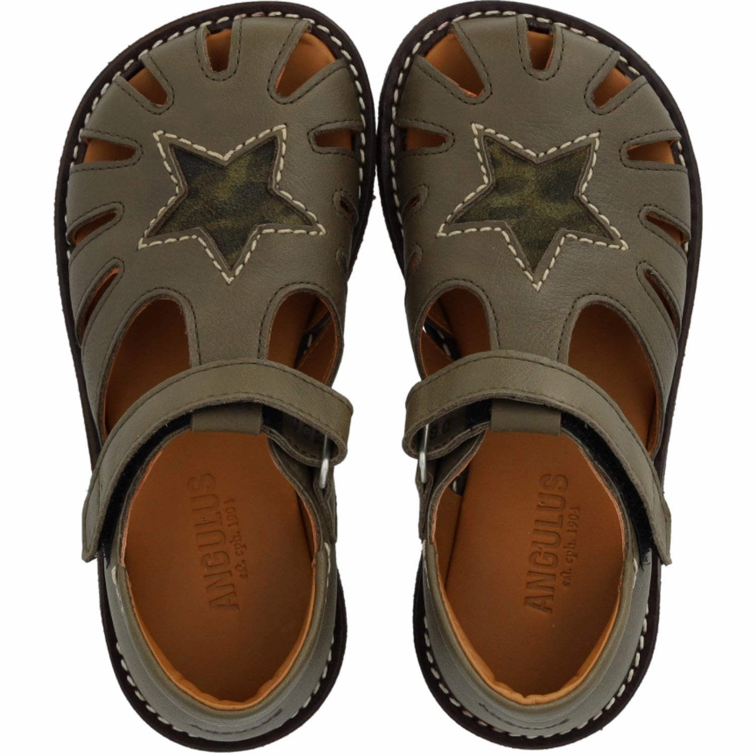 Angulus Forrest/Marshland print Leathersandal Med Stjernedetalje Brogues