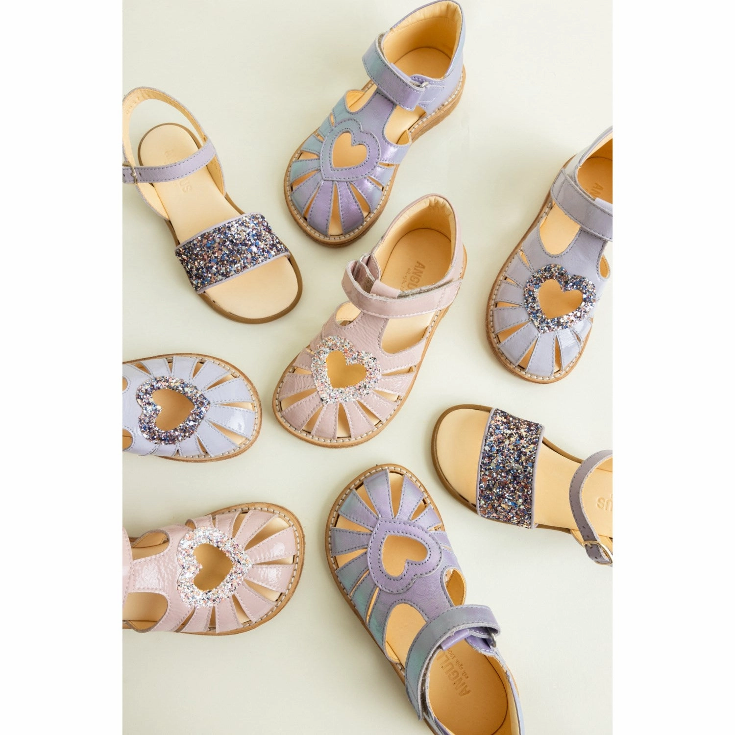 Angulus Iridescent Lilac Shine Hjertesandal Med Velcro Closure Mesh shoes