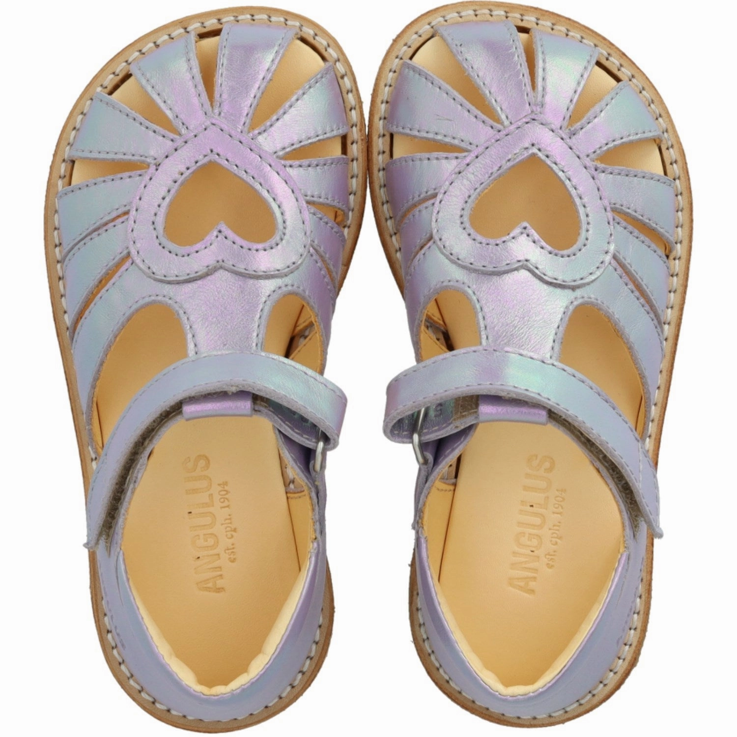 Angulus Iridescent Lilac Shine Hjertesandal Med Velcro Closure Mesh shoes