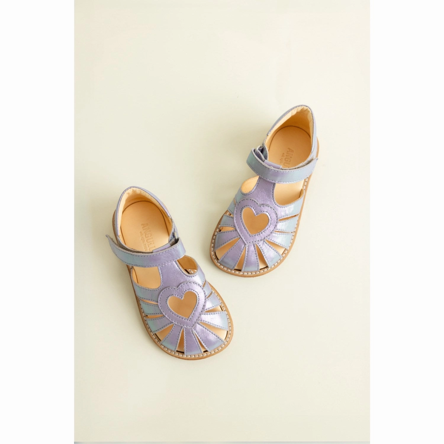 Angulus Iridescent Lilac Shine Hjertesandal Med Velcro Closure Mesh shoes
