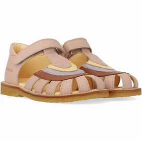Angulus Rosebud/Clay/Lilac Colourblock Regnbuesandal Med Velcro Boots Luxury shoes