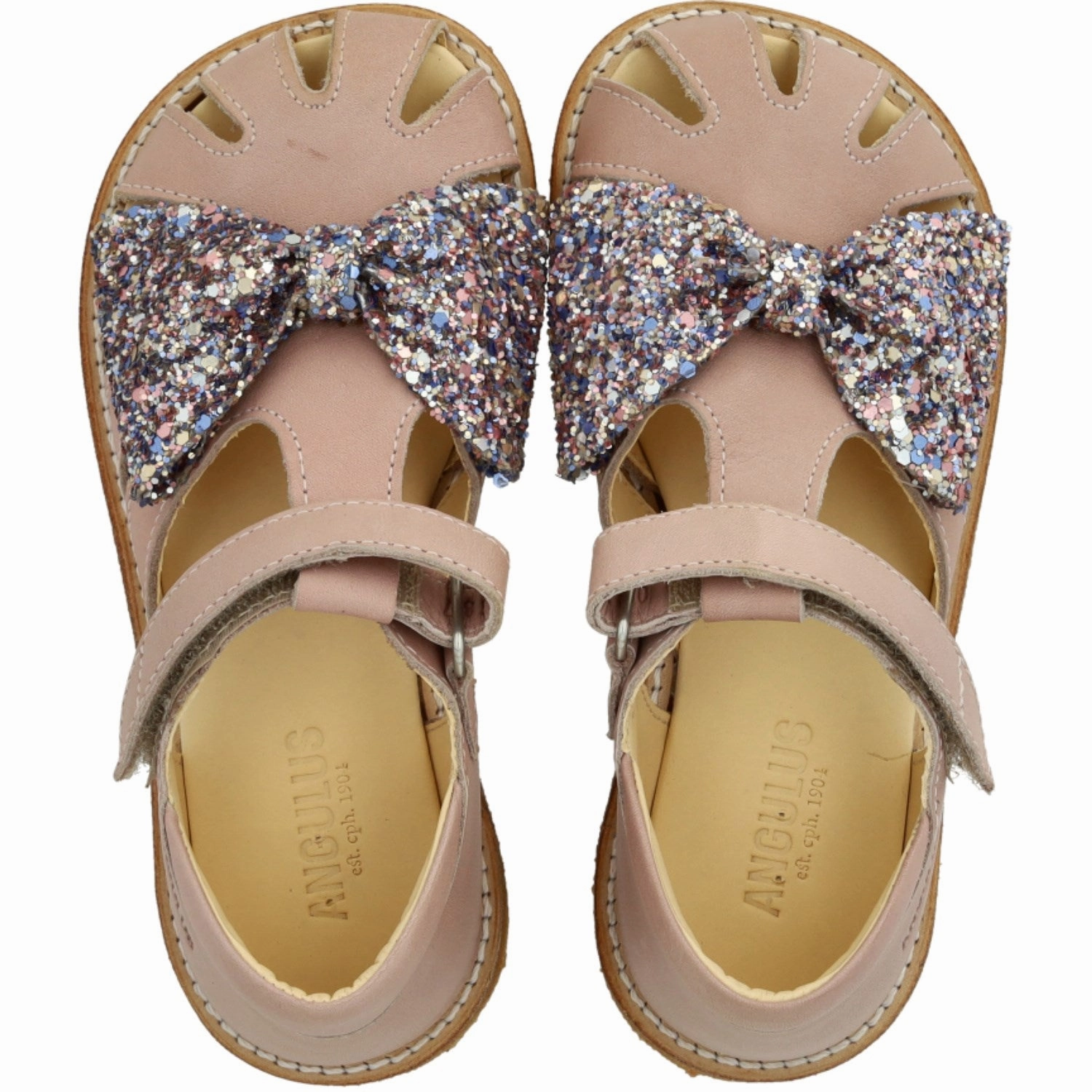 Angulus Rosebud/Pastel multi glitter Sandal Med Glittersljfe Og Velcro Closure Canvas shoes