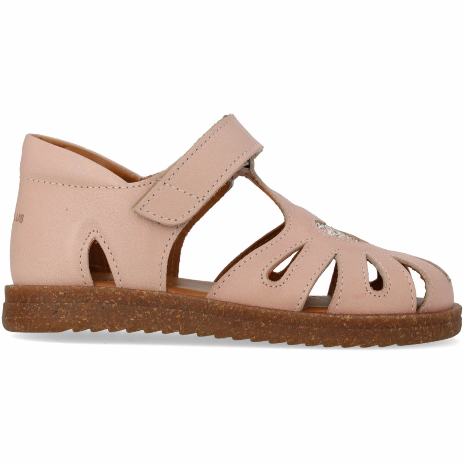 Angulus Rosebud/Rosebud Glitter Leather Heart Sandal with Sparkling Glitter Heart Spring shoes