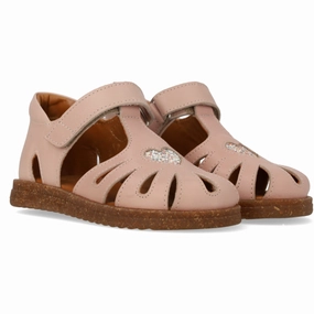 Angulus Rosebud/Rosebud Glitter Leather Heart Sandal with Sparkling Glitter Heart Spring shoes Dress shoes