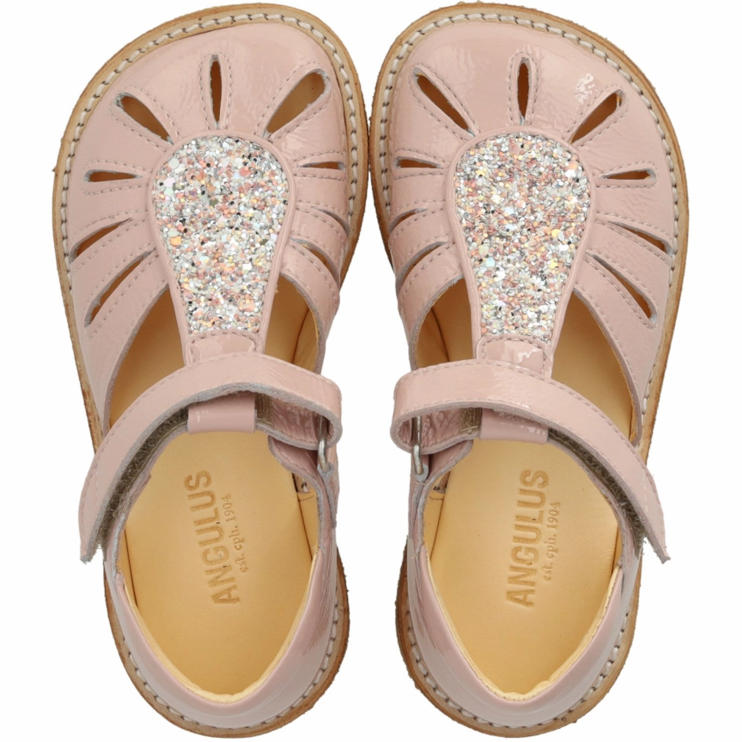 Angulus Rosebud/Rosebud Glitter Sandal with Drop Detail in Sparkling Glitter Dance shoes