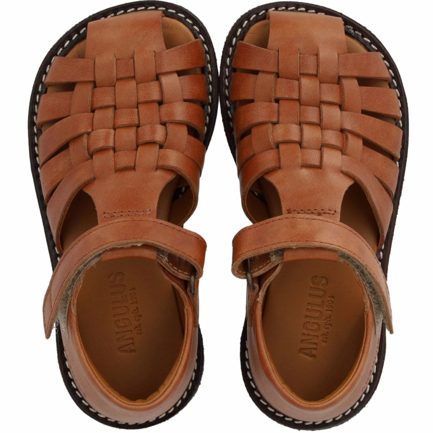 Angulus Tan Braided Leathersandal Mesh shoes