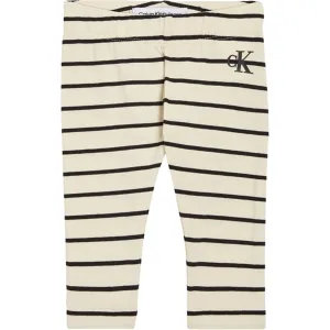 Artisanal Calvin Klein Striped Leggings Black/ Vanilla Stripe Universal