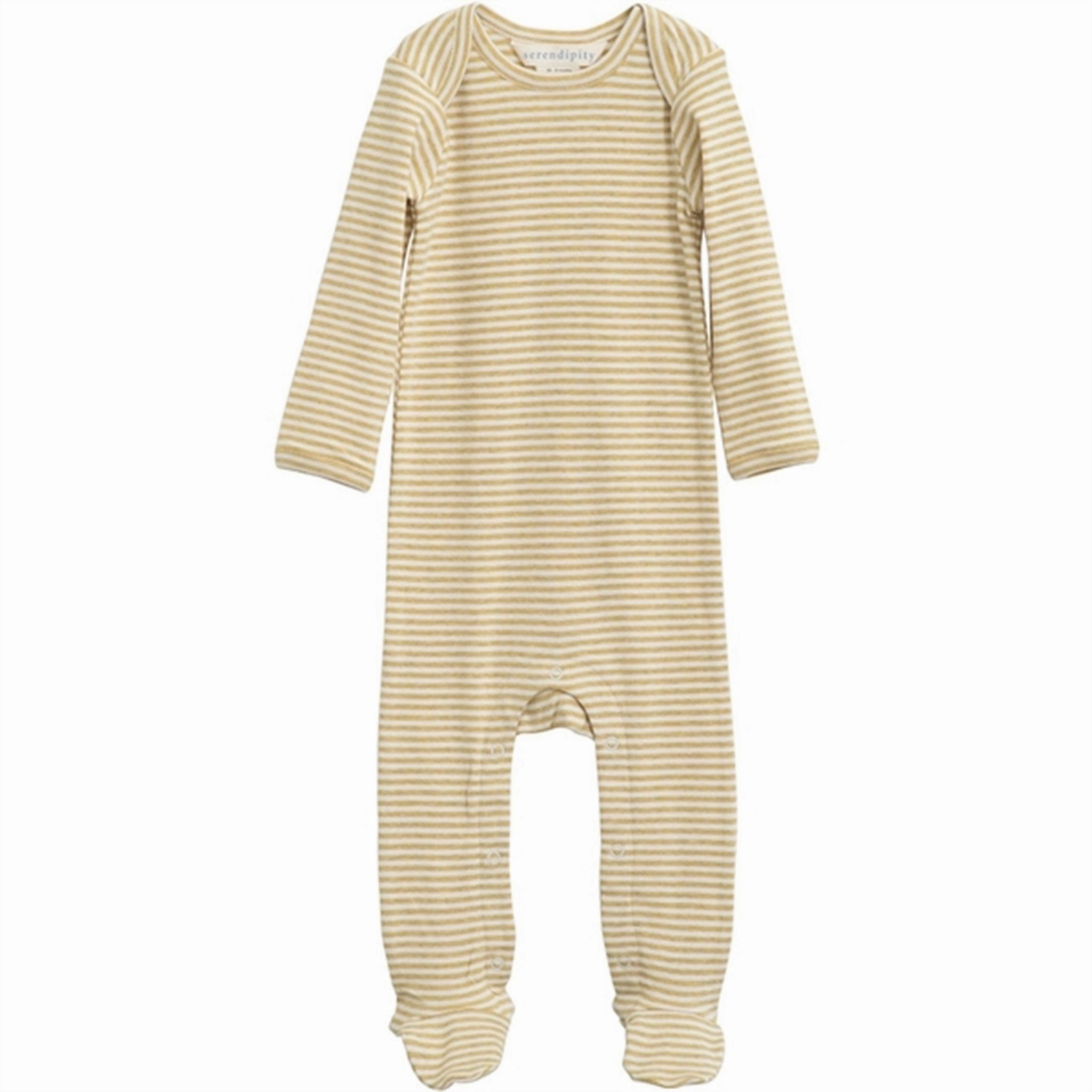 Authentic Serendipity Chamomile/Offwhite Baby Suit w. Feet Stripe Upscale