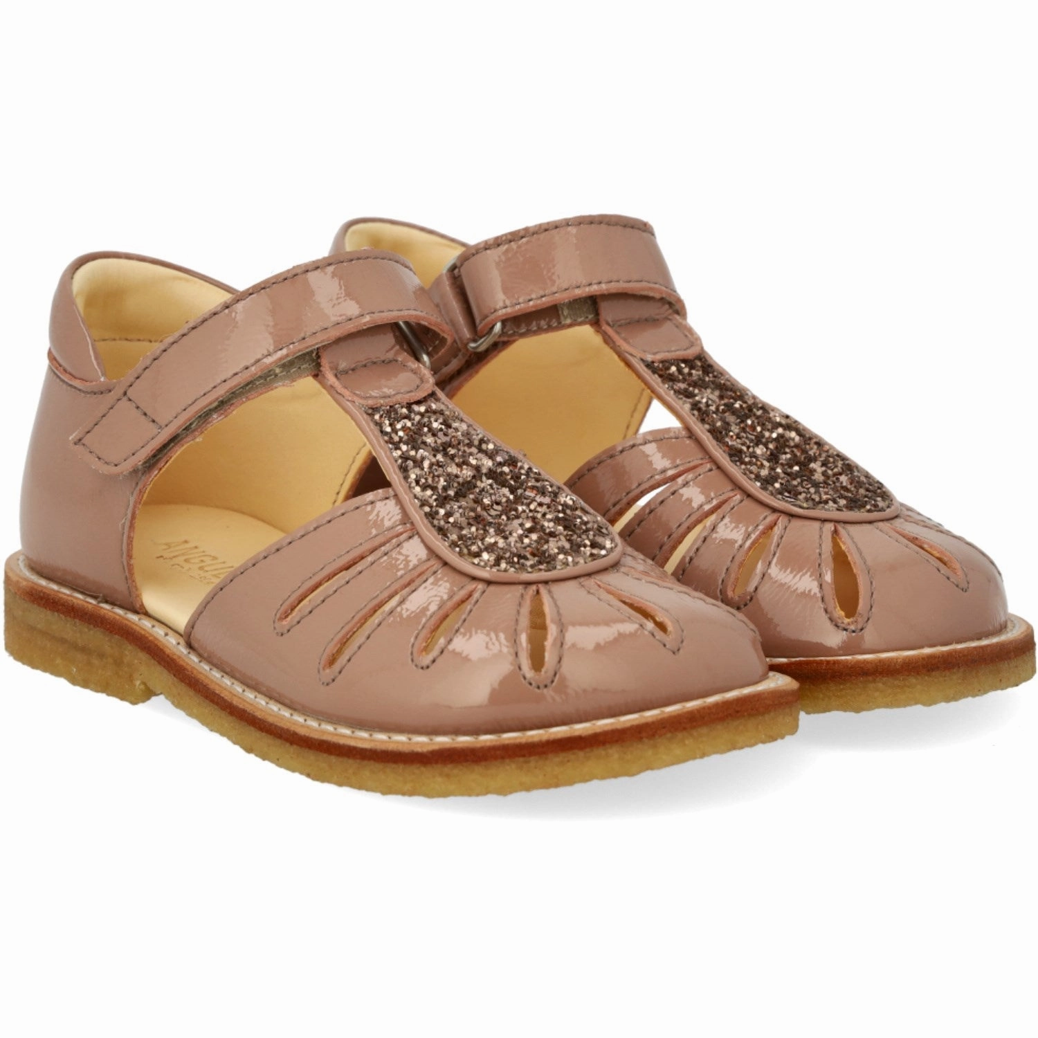 Autumn shoes Angulus Clay/Clay Glitter Sandal with Drop Detail in Sparkling Glitter Cushioned insoles