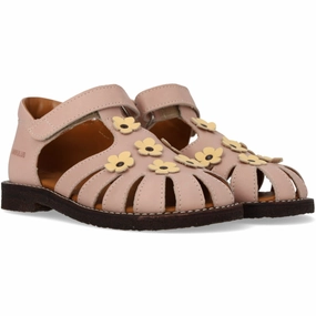 Autumn shoes Angulus Rosebud/Mellow Yellow Sandal Med Blomsterapplikationer Velcro shoes