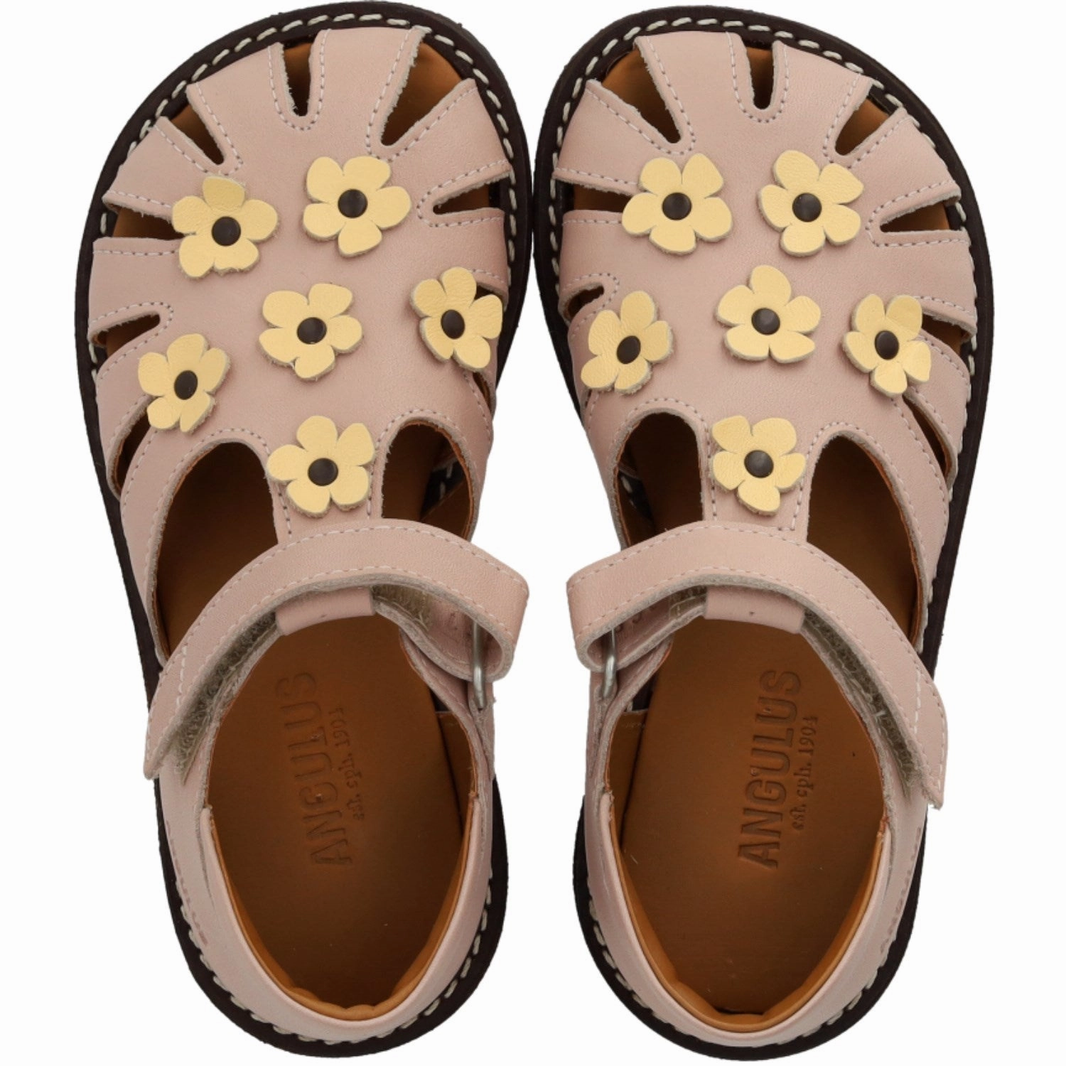 Autumn shoes Angulus Rosebud/Mellow Yellow Sandal Med Blomsterapplikationer