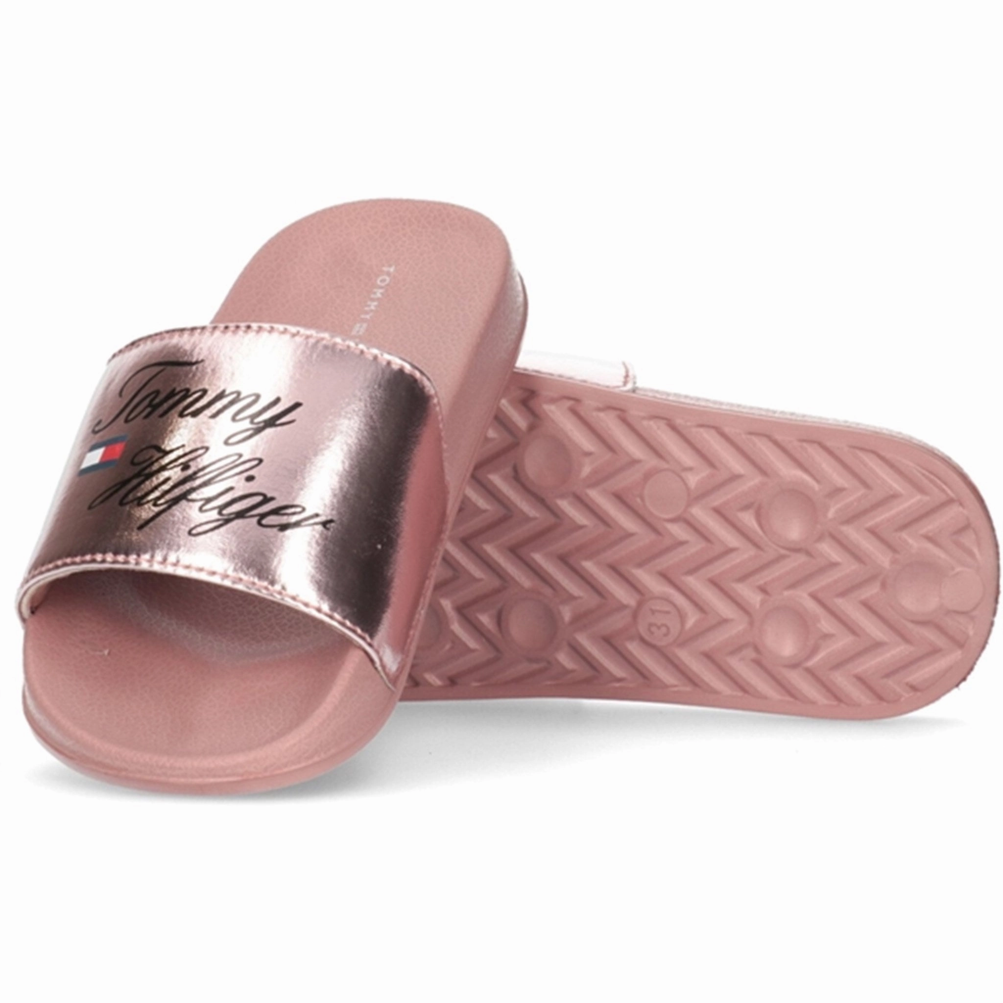 Autumn shoes Tommy Hilfiger Logo Pool Slide Rose Gold Water shoes
