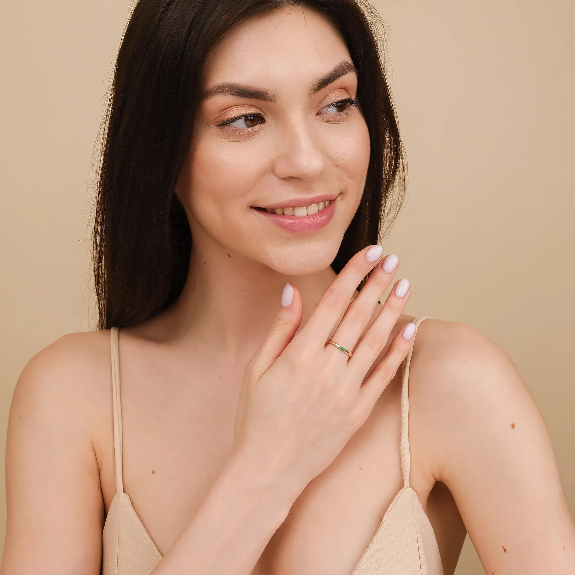 Baguette Emerald Dome Ring, Annie