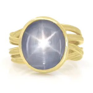 Barbara Heinrich Star Sapphire One of a Kind Gold Ribbon Ring