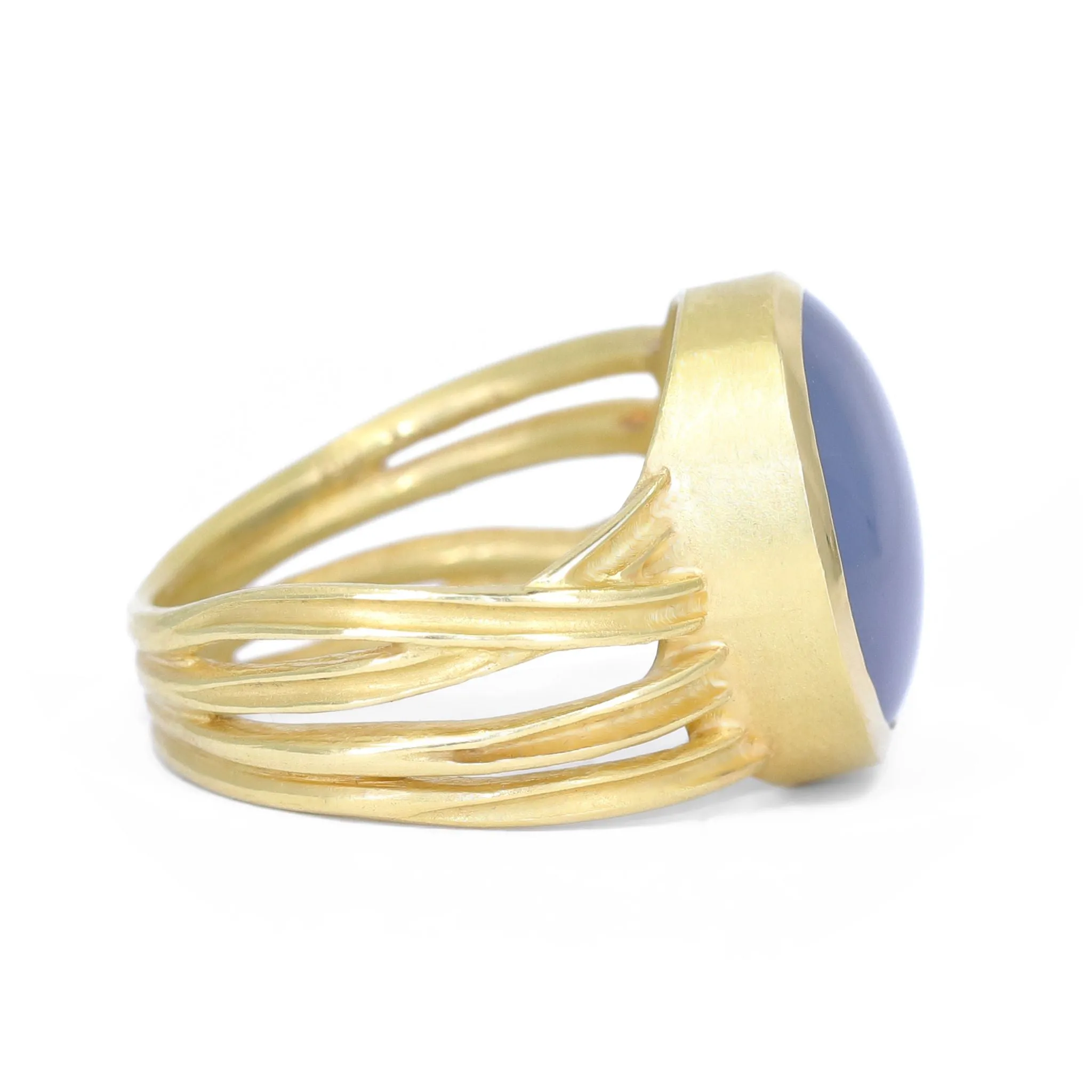 Barbara Heinrich Star Sapphire One of a Kind Gold Ribbon Ring