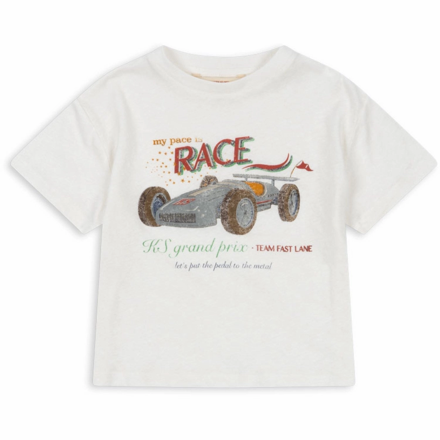Beading Konges Sljd Race White Era Tee Ocs Polyester