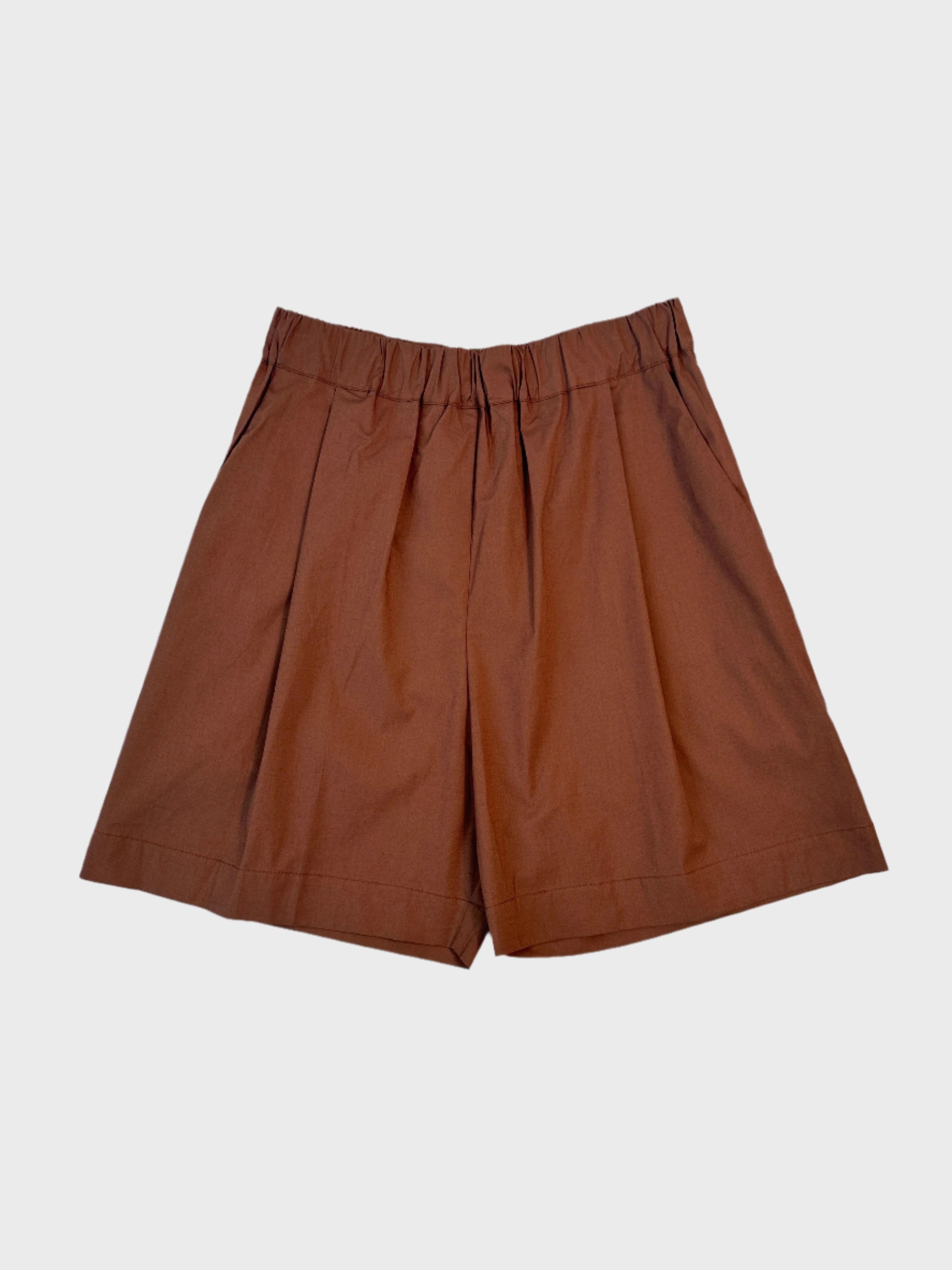 Bermuda Marroni In Cotone Con Vita Elasticizzata puma new arrivals sneakers queenspark new arrivals new collection dress for women