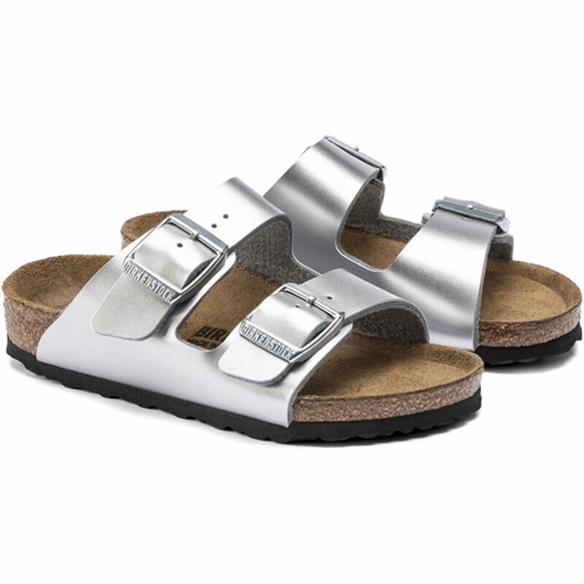 Birkenstock Arizona Kids BF Electric Metallic Silver Sandals Ballet flats Trendy shoes