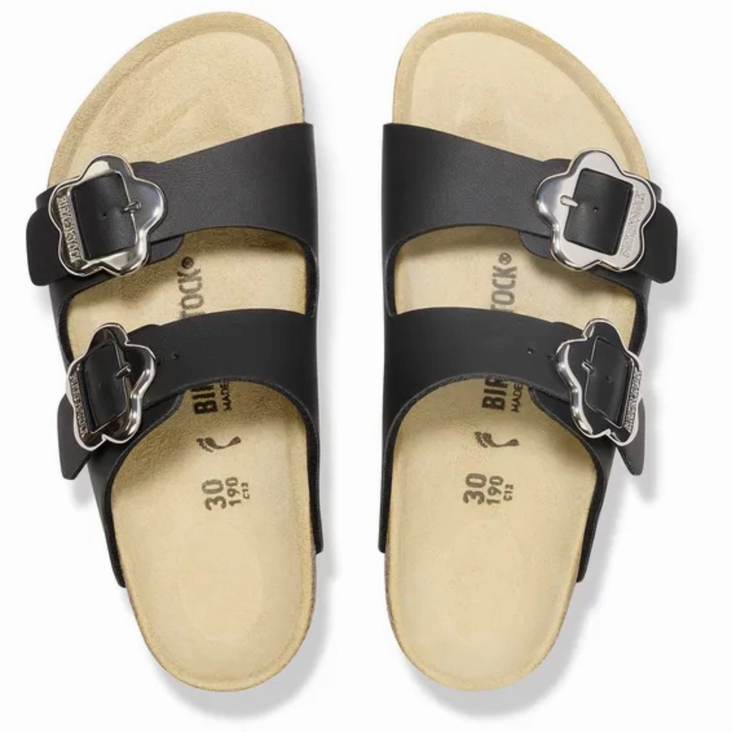 Birkenstock Arizona Kids Flower Buckle BF Black Moccasins