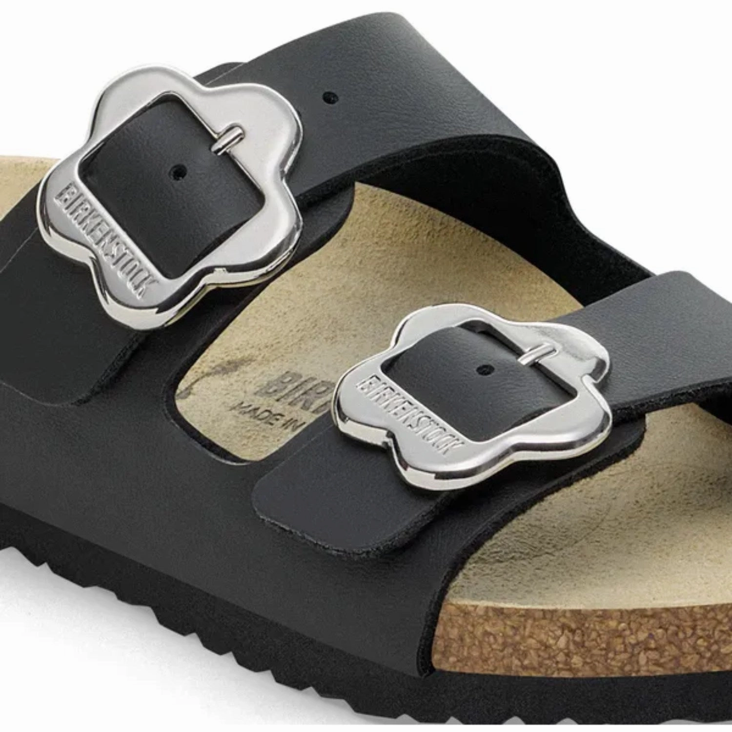 Birkenstock Arizona Kids Flower Buckle BF Black Moccasins