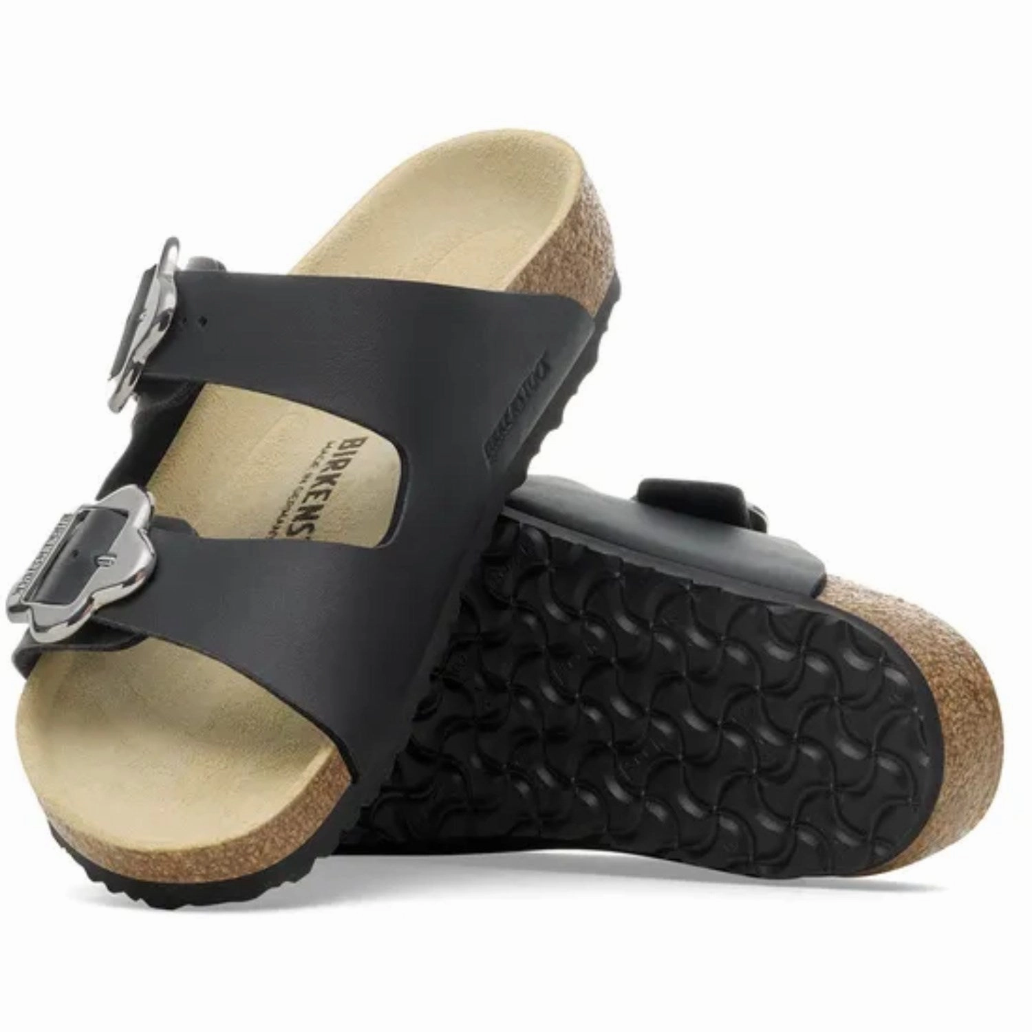 Birkenstock Arizona Kids Flower Buckle BF Black Moccasins