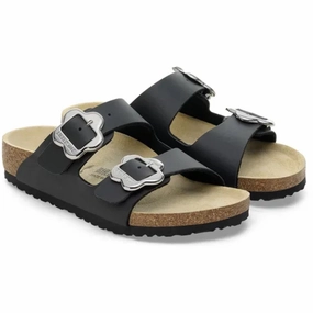 Birkenstock Arizona Kids Flower Buckle BF Black Moccasins Combat boots