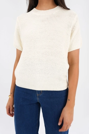 Blair Short Sleeve Knit Vintage White sales tax calculator sale jackets women