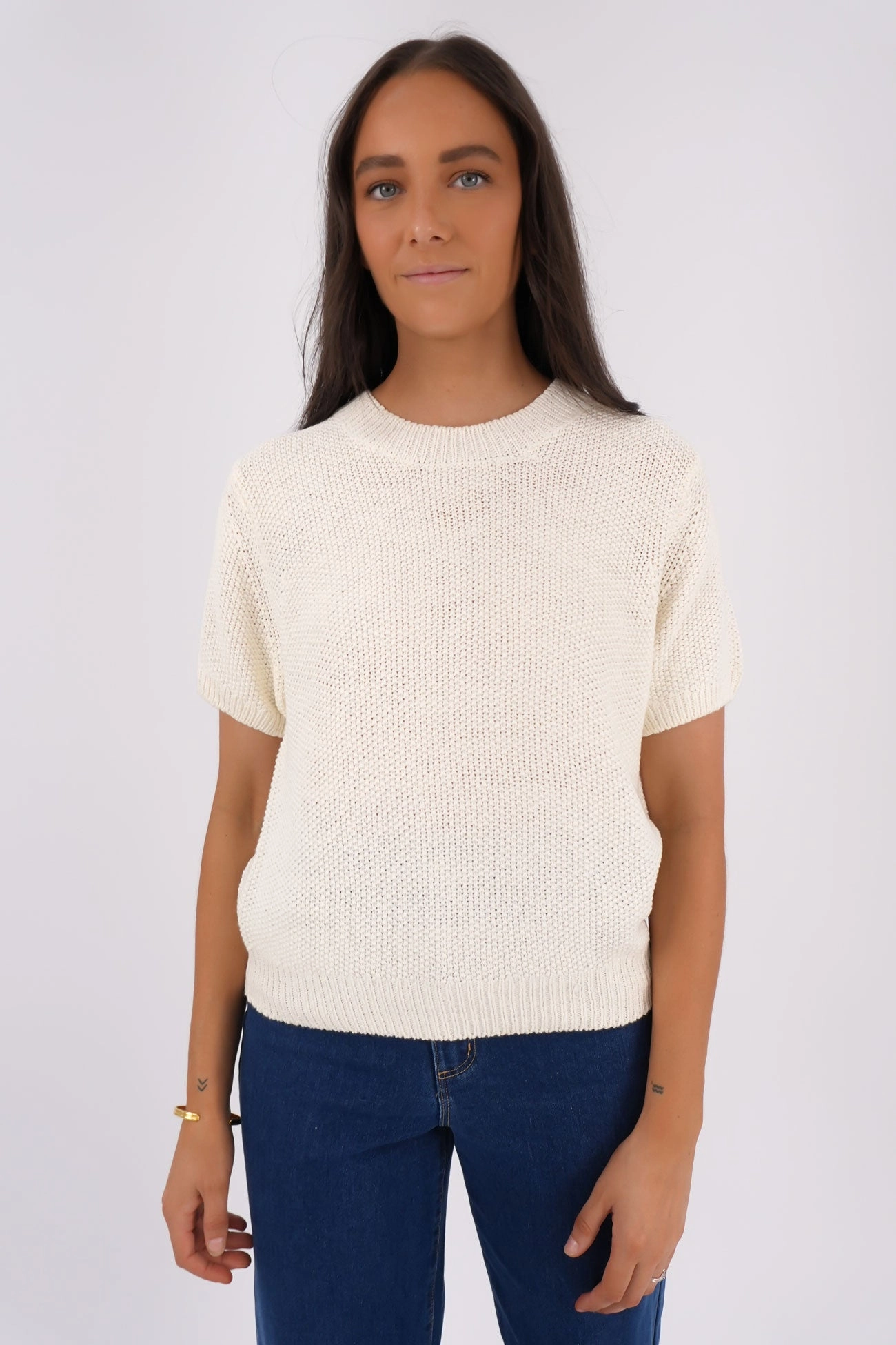 Blair Short Sleeve Knit Vintage White sales tax calculator