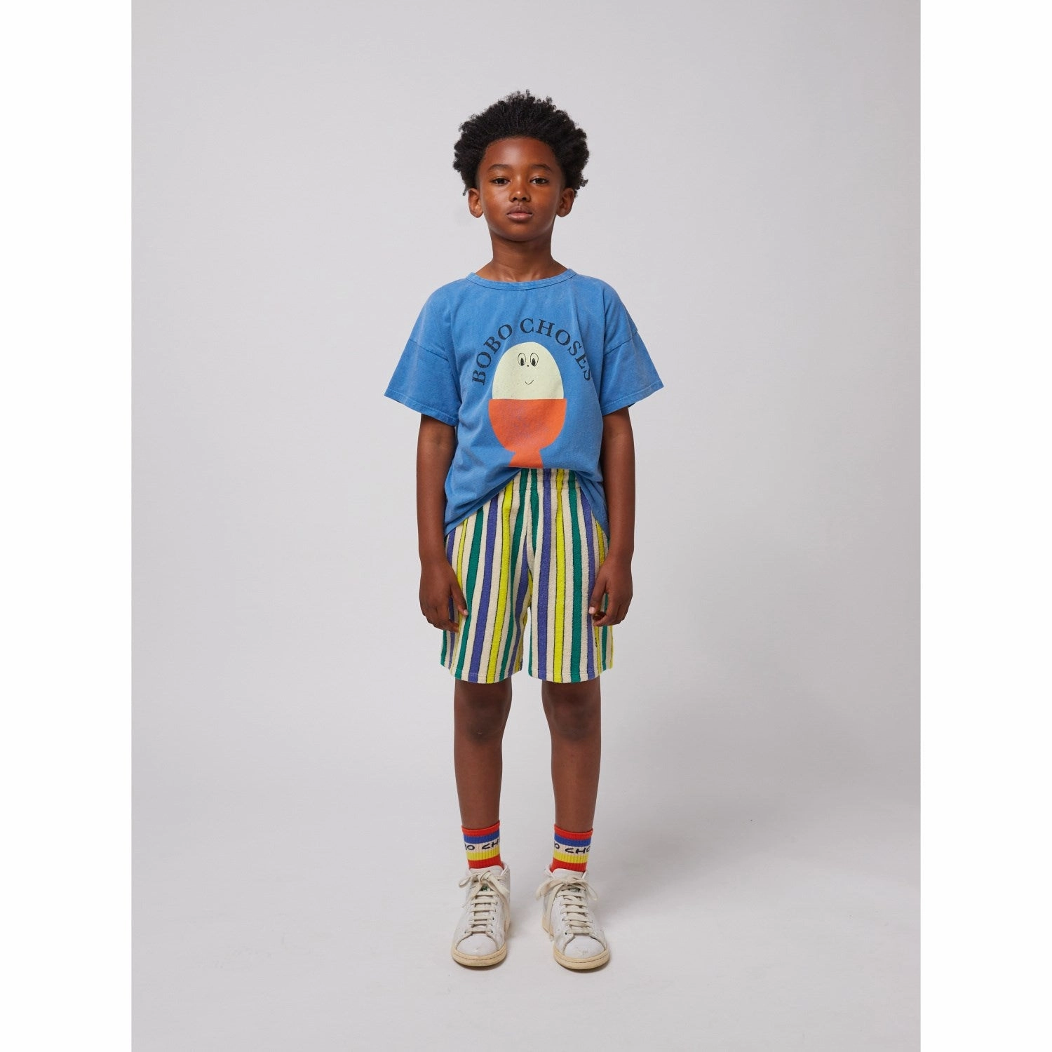 Bold Bobo Choses Offwhite Multicolor Stripes Terry Cloth Bermuda Shorts