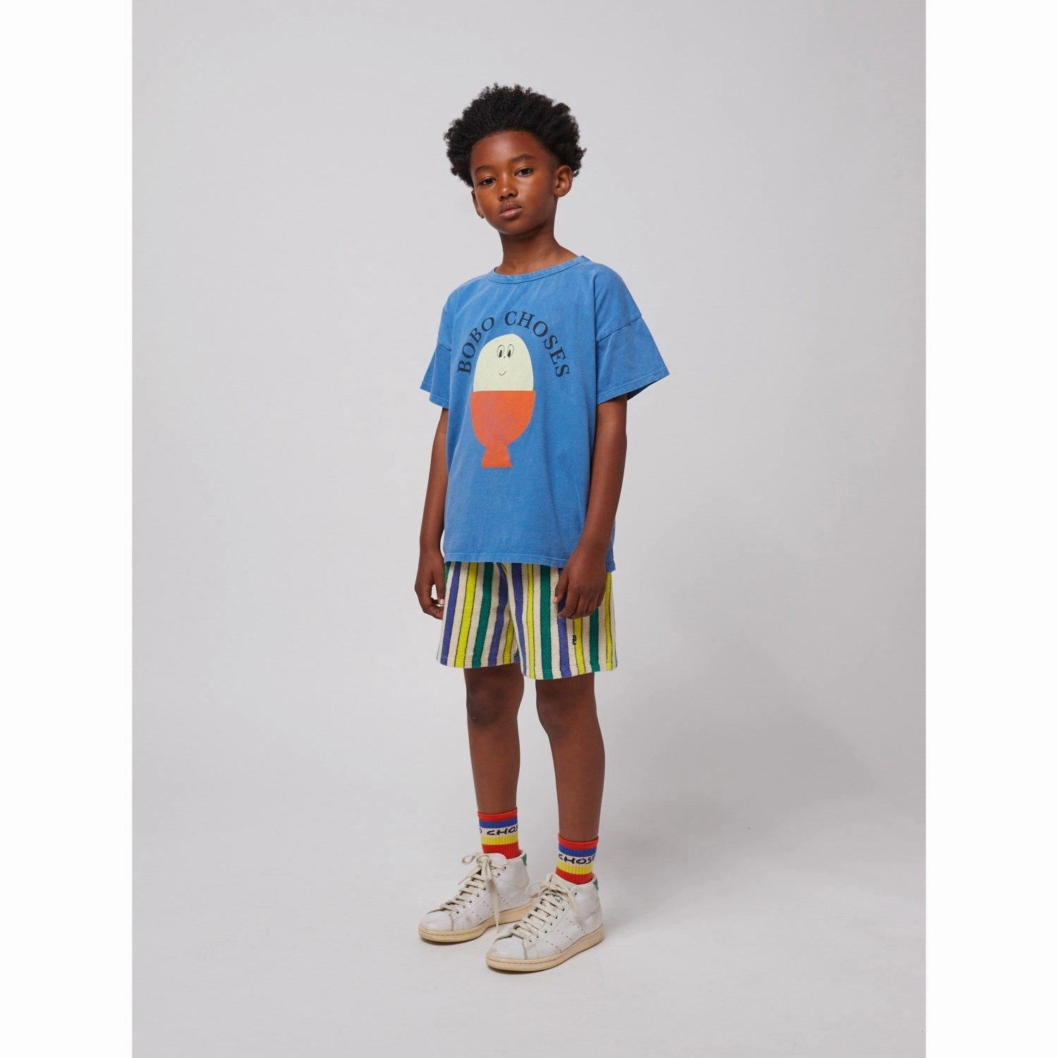 Bold Bobo Choses Offwhite Multicolor Stripes Terry Cloth Bermuda Shorts