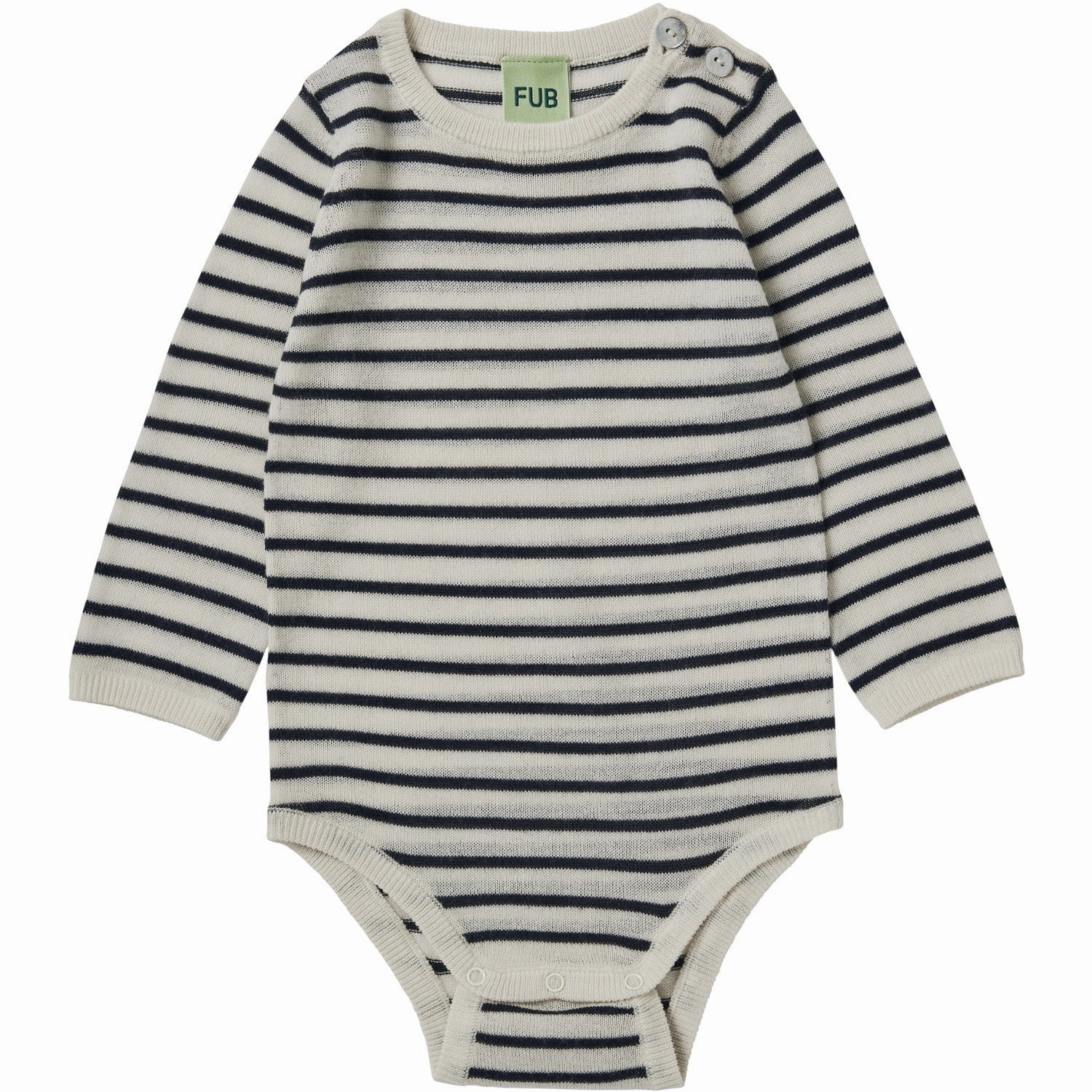 Breathable FUB Ecru/Dark Navy Baby Bodysuit Ls Fitted
