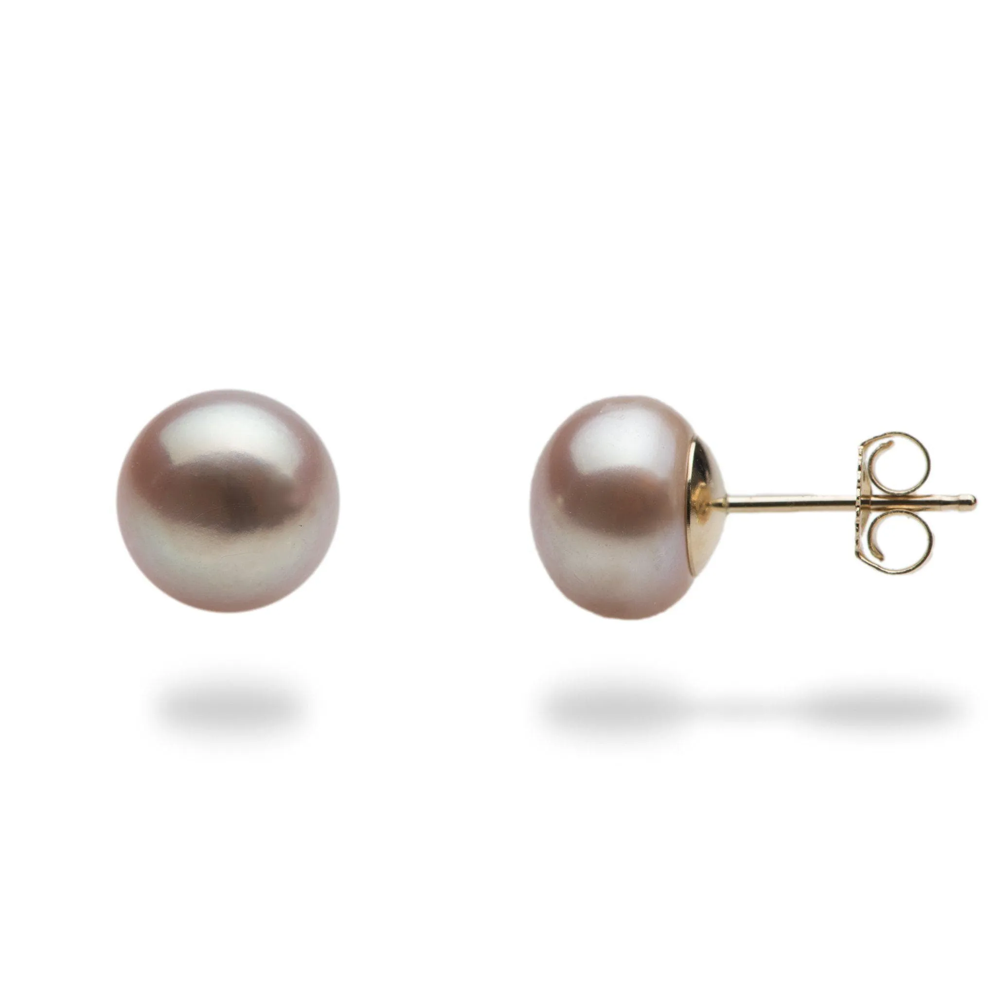 Button Freshwater Pearl Earrings in Gold - 8-9mm