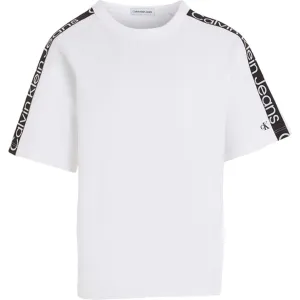 Calvin Klein Ckj Tape Ss T-shirt Bright White Sophisticated Style