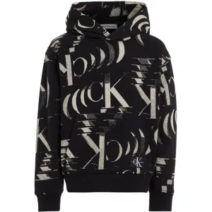 Calvin Klein Glitched Monogram Hoodie Aop Black Heritage Sought-after