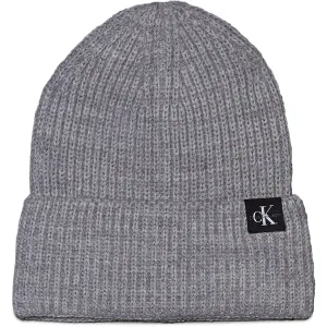 Calvin Klein Grey Heather MonAndram Rib Beanie Sleek Modern