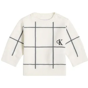 Calvin Klein Ivory Soft Grid Sweater Original Unique