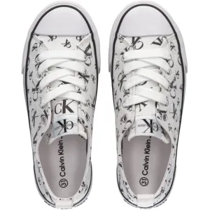 Calvin Klein Logo All Over Low Cut Lace-Up Sneakers White Luxurious Legendary
