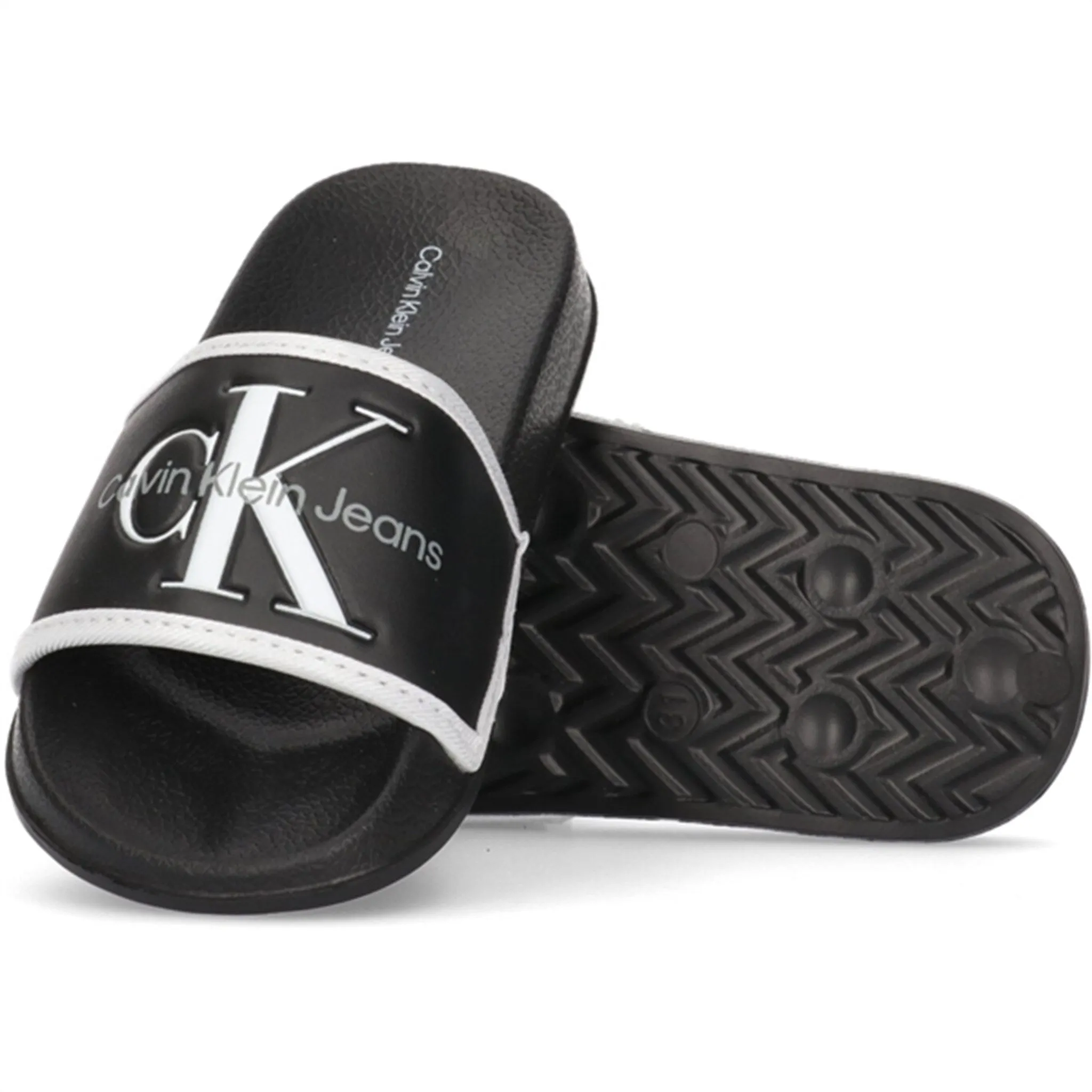 Calvin Klein Logo Pool Slide Black/White Rare Iconic