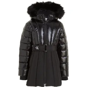 Calvin Klein Long Belted Puffer Coat Ck Black Exclusive Chic