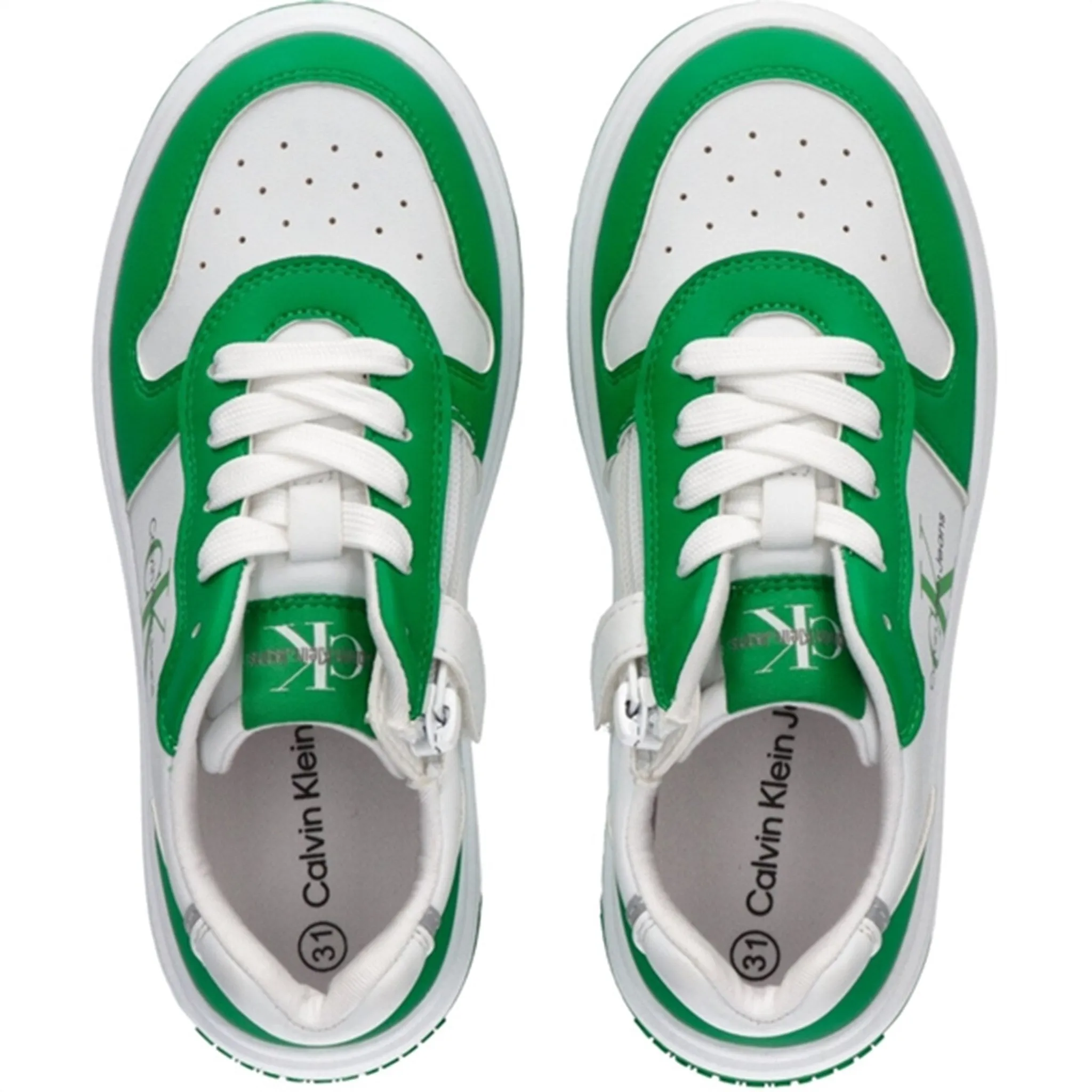 Calvin Klein Low Cut Lace-Up Sneakers Green/White Modern Exceptional