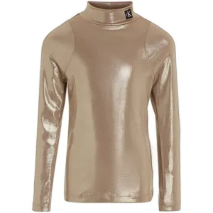 Calvin Klein Metallic Coated Mockneck Blouse Frosted Almond Perfection Eco-friendly