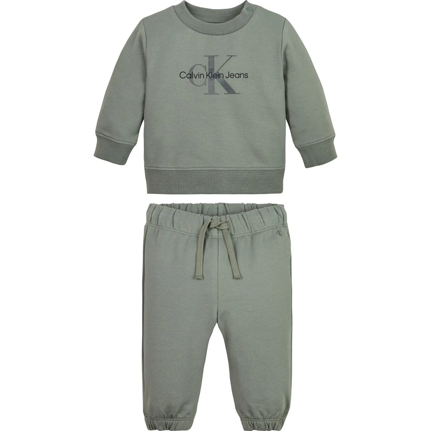 Contemporary Calvin Klein Meteor Green Monochram CN Sweat Set Eco-friendly