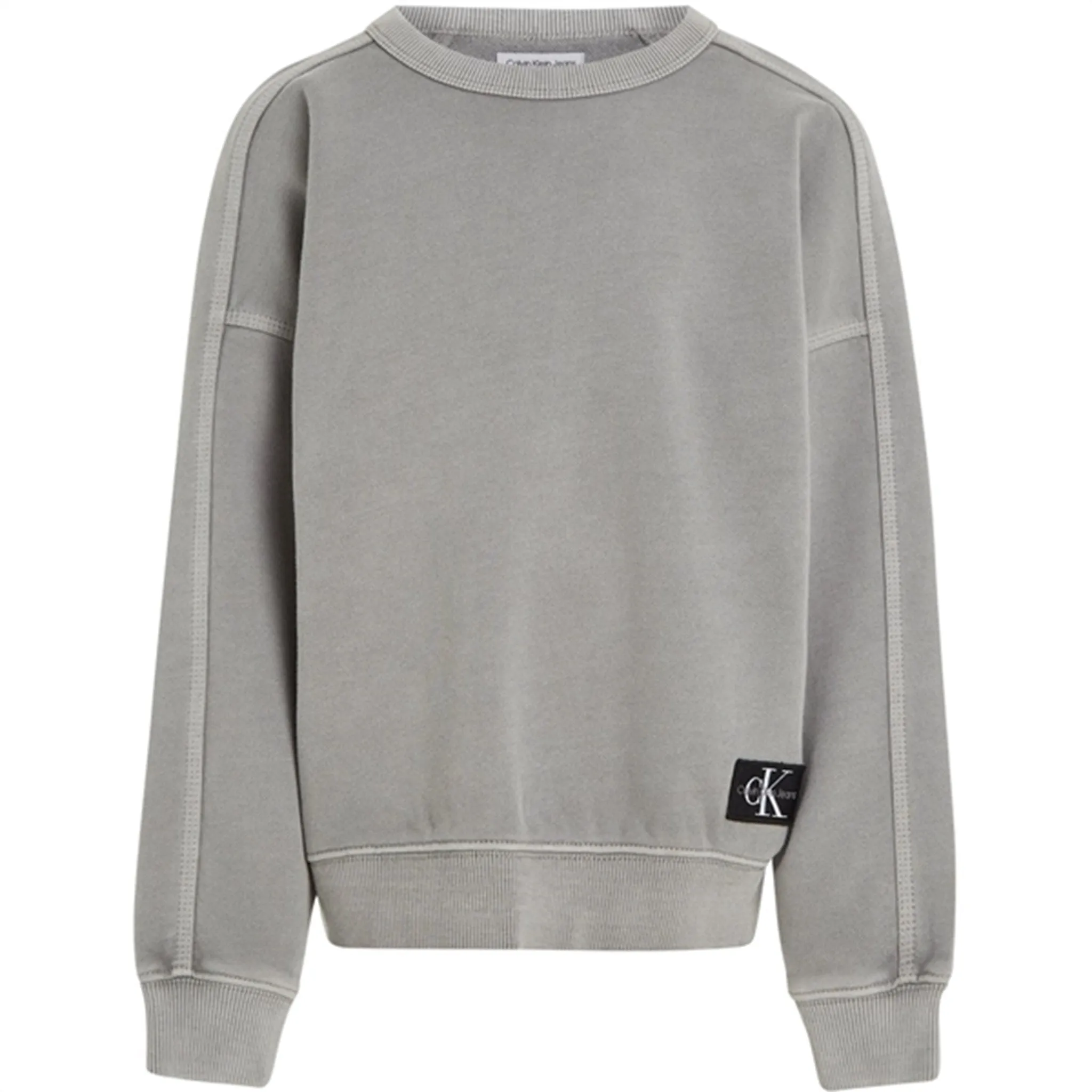 Calvin Klein Mineral Dye Cutseam Badge Cn Sweatshirt Ck Black Upscale Classic