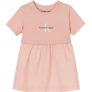 Calvin Klein Monogram Logo Mix Media Dress Sepia Rose Sublime Ethereal