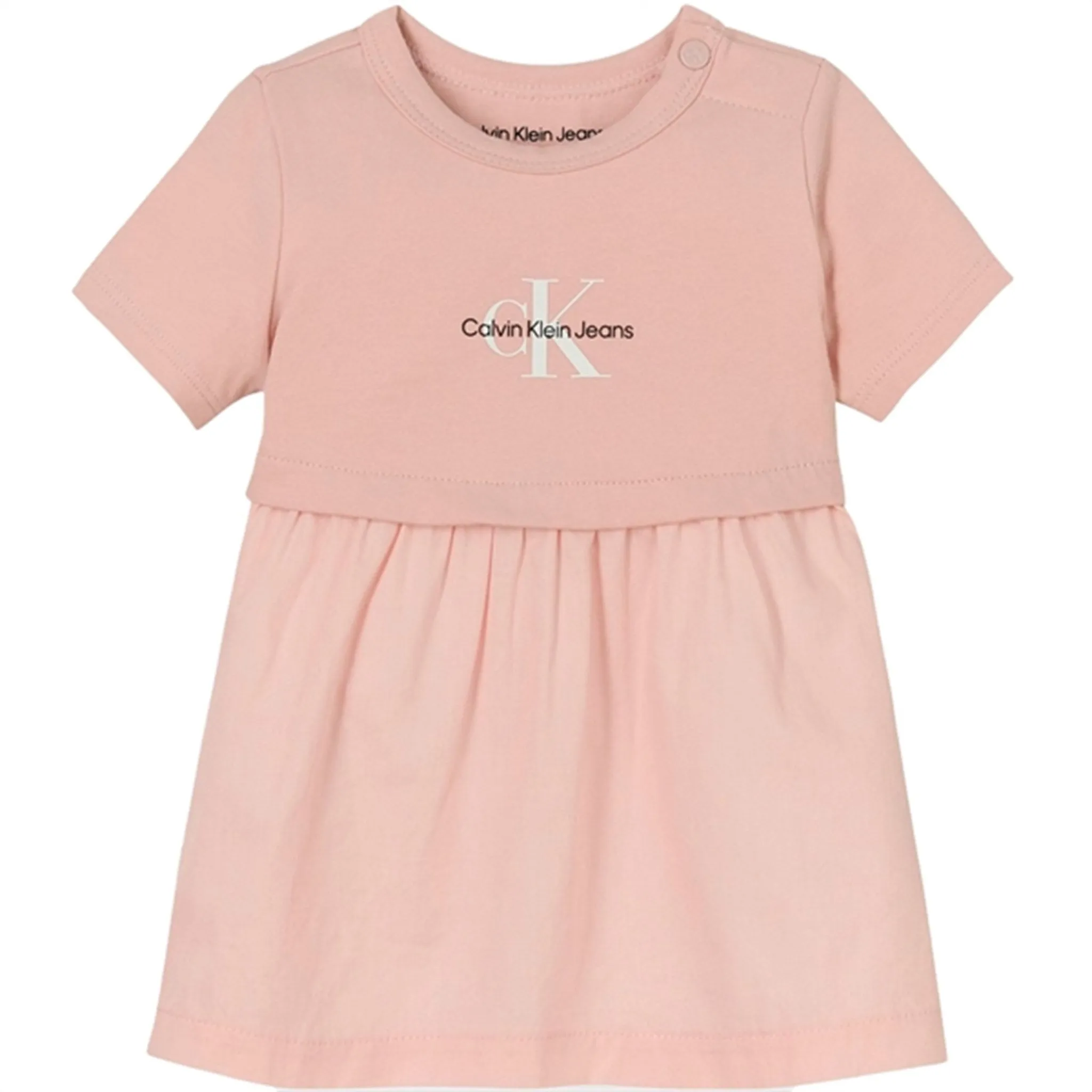 Calvin Klein Monogram Logo Mix Media Dress Sepia Rose Perfection Leadership